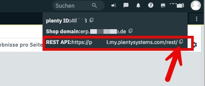 REST-API-URL im PlentyOne-Menü