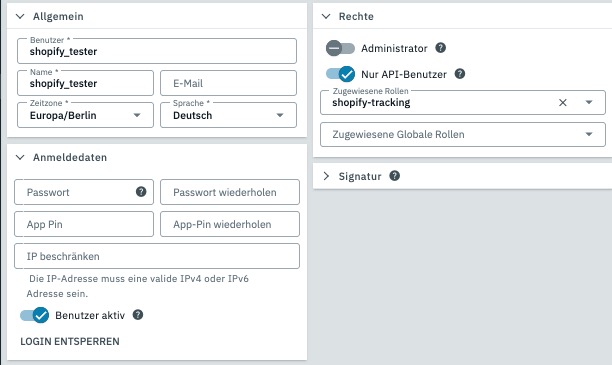 PlentyOne Benutzereinstellungen